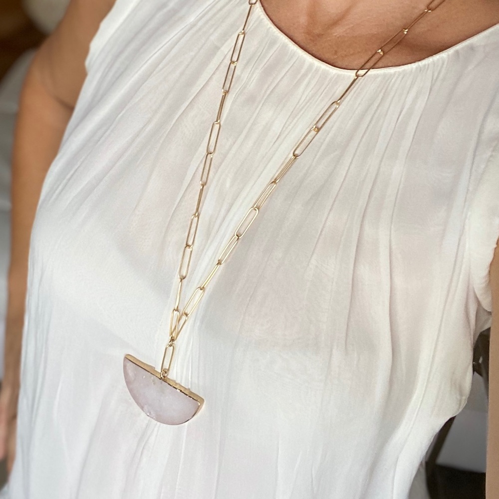 14k gold plated paperclip long chain